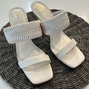 NEW, never worn Vince Camuto Leather Woven Block Heel